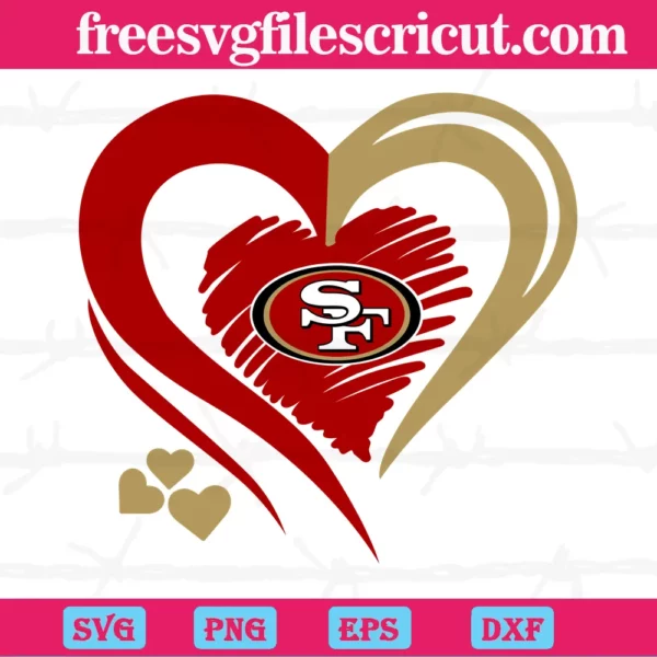 San Francisco 49Ers Heart Logo, Laser Cut Svg Files