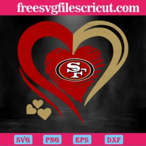 San Francisco 49Ers Heart Logo, Laser Cut Svg Files Invert
