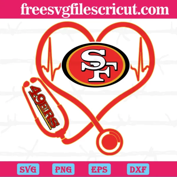 San Francisco 49Ers Heart Stethoscope, Svg Png Dxf Eps Digital Files