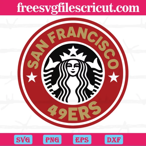 San Francisco 49Ers Starbucks Logo, Svg Png Dxf Eps Cricut Silhouette