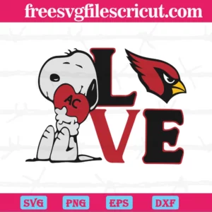 Snoopy Love Arizona Cardinals, Svg Png Dxf Eps