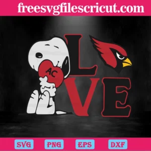 Snoopy Love Arizona Cardinals, Svg Png Dxf Eps Invert