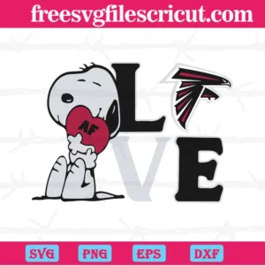 Snoopy Love Atlanta Falcons, Svg Png Dxf Eps Cricut Silhouette