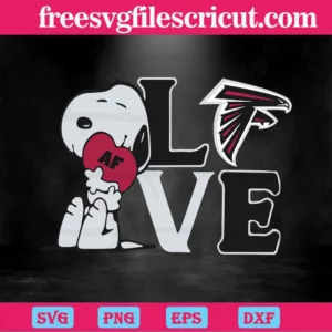 Snoopy Love Atlanta Falcons, Svg Png Dxf Eps Cricut Silhouette Invert