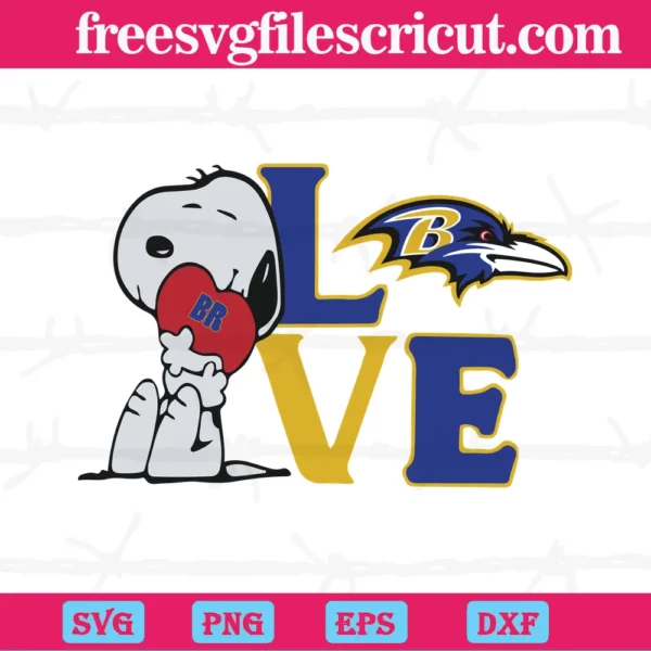 Snoopy Love Baltimore Ravens, Svg Png Dxf Eps