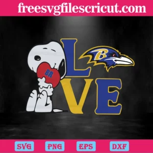 Snoopy Love Baltimore Ravens, Svg Png Dxf Eps Invert