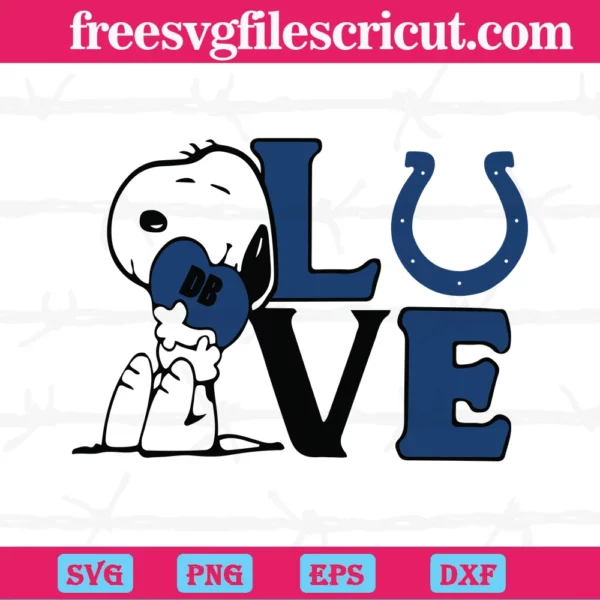 Snoopy Love Indianapolis Colts, Svg Png Dxf Eps