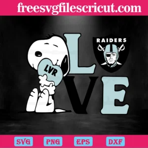 Snoopy Love Las Vegas Raiders, Layered Svg Files Invert