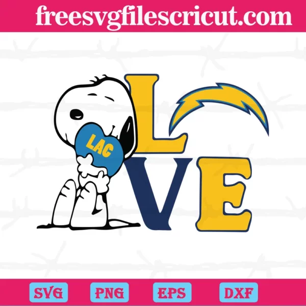 Snoopy Love Los Angeles Chargers, Svg Png Dxf Eps