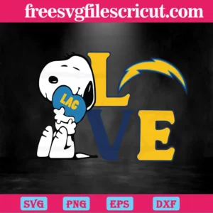 Snoopy Love Los Angeles Chargers, Svg Png Dxf Eps Invert