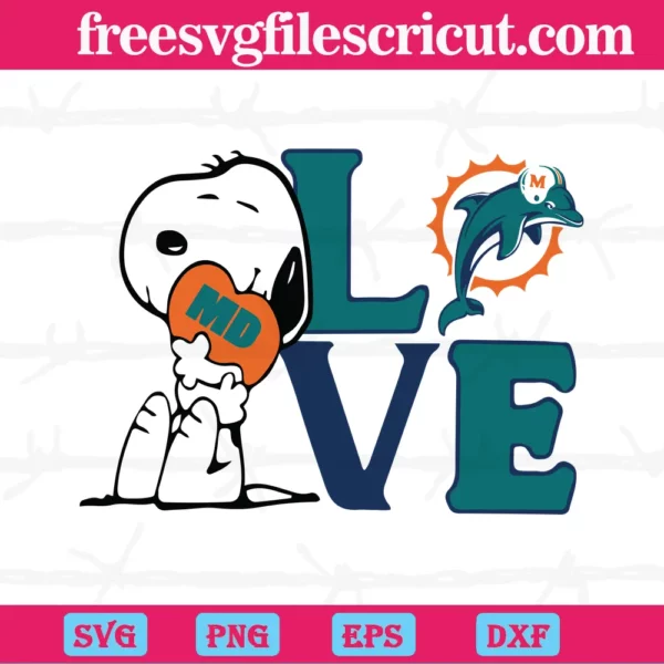Snoopy Love Miami Dolphins, Svg Files For Crafting And Diy Projects