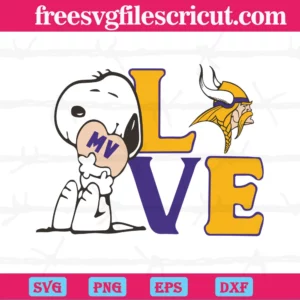 Snoopy Love Minnesota Vikings, Svg Png Dxf Eps Digital Files