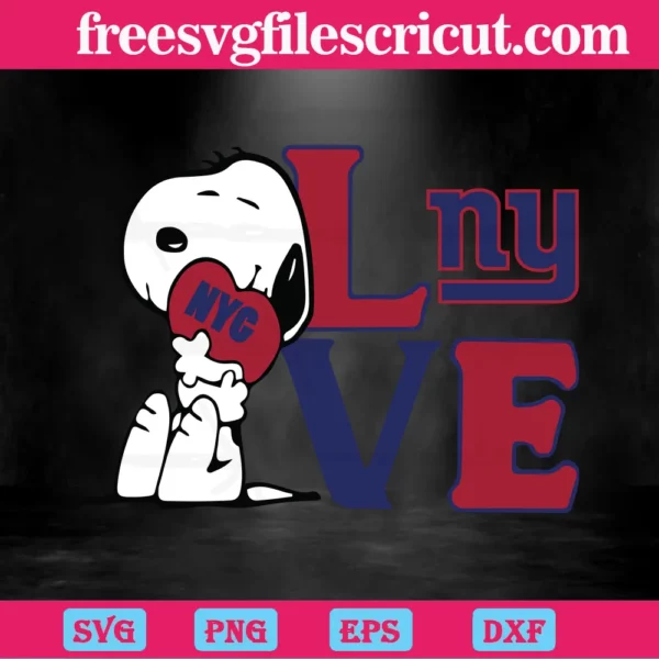 Snoopy Love New York Giants, Svg Png Dxf Eps Digital Download Invert