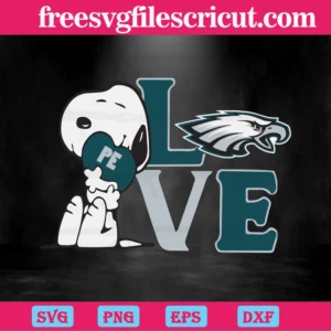 Snoopy Love Philadelphia Eagles, Svg Png Dxf Eps Invert
