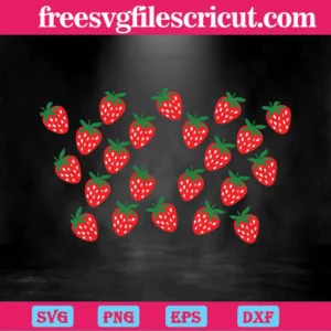 Strawberries Starbucks Full Wrap, Layered Svg Files Invert