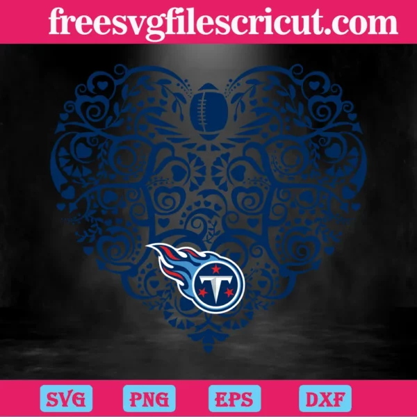 Tennessee Titans Football Heart, Svg Png Dxf Eps Designs Download Invert