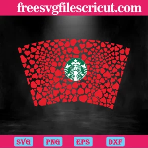 Valentine Starbucks Wrap, Svg Png Dxf Eps Digital Download Invert