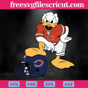 American Football Chicago Bears Donald Duck, Layered Svg Files Invert