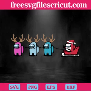 Among Us Santa Sleigh Christmas, Svg Files For Crafting And Diy Projects Invert