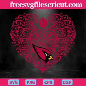 Arizona Cardinals Football Heart, Svg Png Dxf Eps Cricut Silhouette Invert