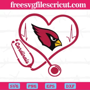 Arizona Cardinals Heart Stethoscope, Laser Cut Svg Files Invert