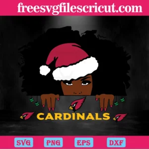Arizona Cardinals Santa Black Girl, Vector Svg Invert