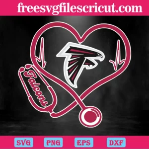 Atlanta Falcons Heart Stethoscope, Svg Png Dxf Eps Designs Download