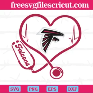 Atlanta Falcons Heart Stethoscope, Svg Png Dxf Eps Designs Download Invert