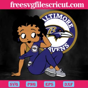 Baltimore Ravens Betty Boop, Cutting File Svg Invert