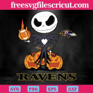 Baltimore Ravens With Jack Skellington, Graphic Design Invert