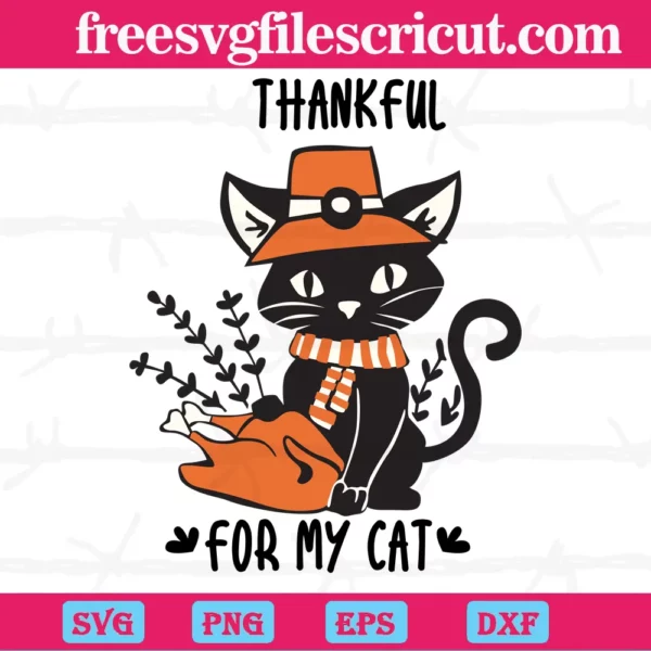 Black Cat Thankful For My Cat, Layered Svg Files