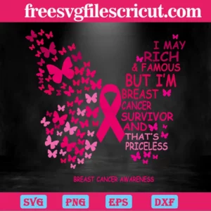 Breast Cancer Ribbon Butterfly, Graphic Design Invert