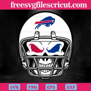 Buffalo Bills Skull Helmet, Svg Png Dxf Eps Digital Download Invert