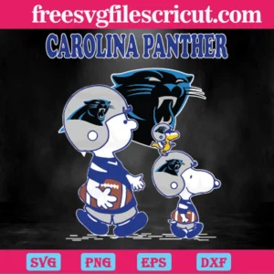Carolina Panthers Charlie Brown And Snoopy, Vector Illustrations Invert