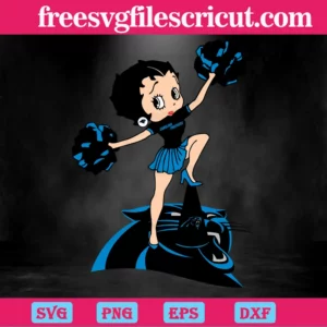 Cheer Betty Boop Carolina Panthers, Vector Files Invert