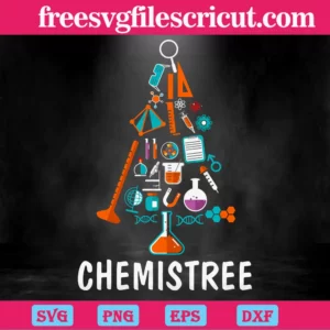 Chemistree Funny Science Christmas Tree, Vector Illustrations
