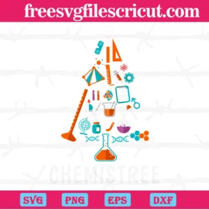 Chemistree Funny Science Christmas Tree, Vector Illustrations Invert
