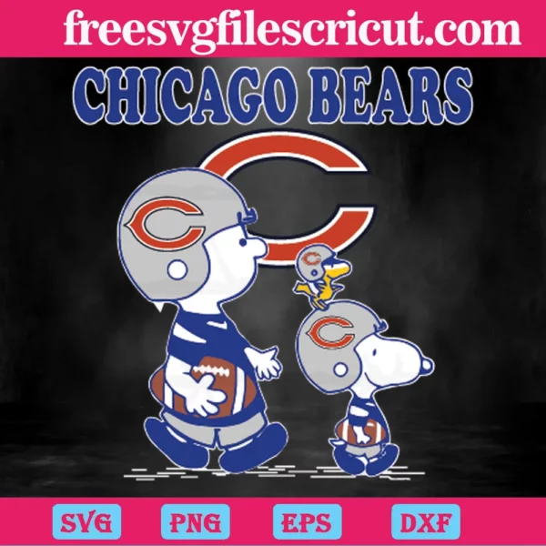 Chicago Bears Charlie Brown And Snoopy, Vector Illustrations