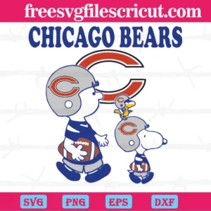 Chicago Bears Charlie Brown And Snoopy, Vector Illustrations Invert