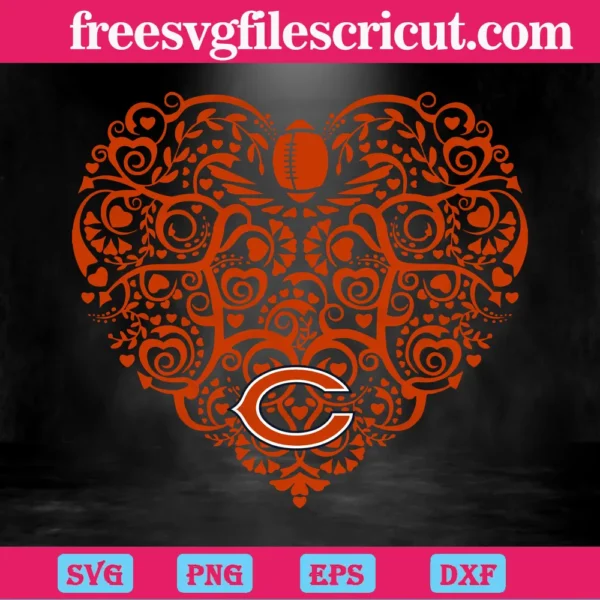 Chicago Bears Football Heart, Svg Png Dxf Eps Digital Download - free ...