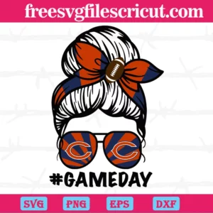 Chicago Bears Messy Bun Mom Game Day, Vector Svg