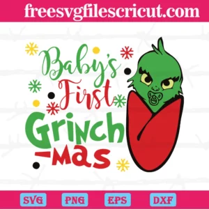 Christmas Babys First Grinchmas, Vector Illustrations