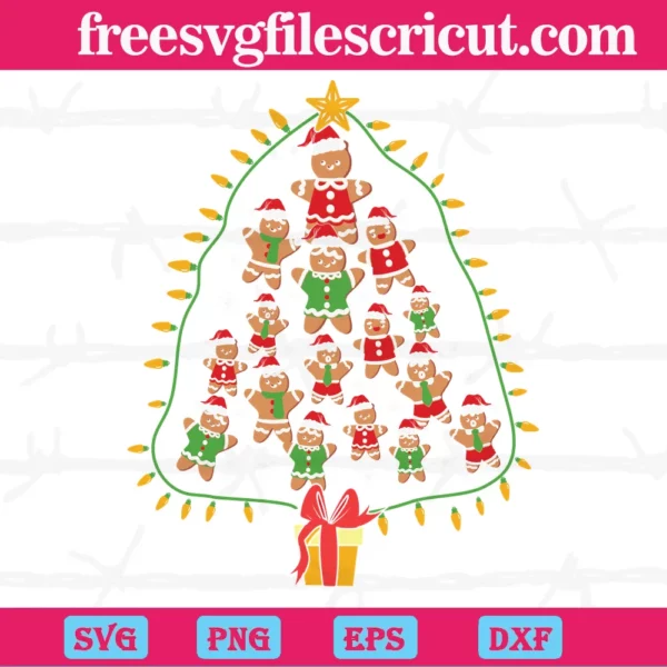 Christmas Gingerbread Man Cookies Tree, Layered Svg Files