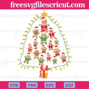 Christmas Gingerbread Man Cookies Tree, Layered Svg Files Invert