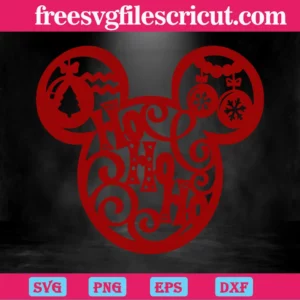Christmas Mickey Mouse Head, Svg Png Dxf Eps Cricut Files Invert