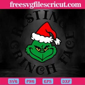 Christmas Resting Grinch Face, Scalable Vector Graphics Invert