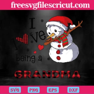 Christmas Snowman I Love Being A Grandma, Vector Files Invert