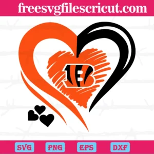 Cincinnati Bengals Heart Logo, High-Quality Svg Files