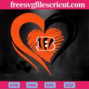 Cincinnati Bengals Heart Logo, High-Quality Svg Files Invert