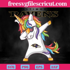 Dabbing Unicorn Baltimore Ravens, Vector Illustrations Invert